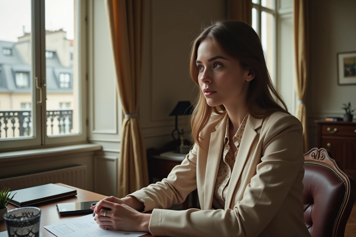 Agent immobilier femme dans un appartement parisien