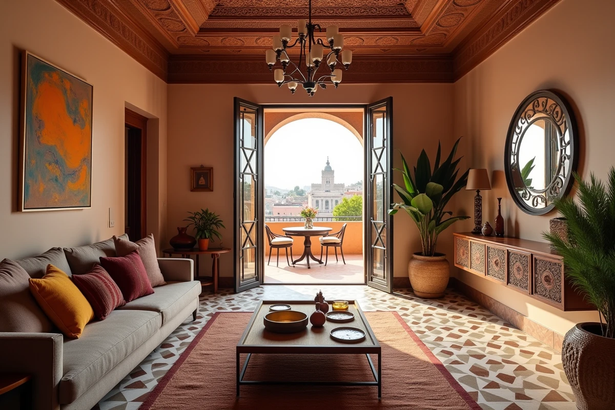 Appartement à vendre à Marrakech avec salon marocain traditionnel et terrasse vue sur la médina