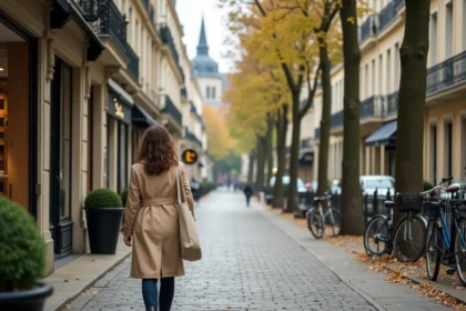 Boulevard arboré de Maisons-Laffitte avec façades haussmanniennes et commerces de proximité