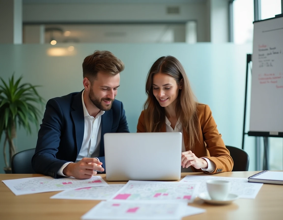 Deux professionnels comparant des données DVF sur ordinateur pour éviter les erreurs d'interprétation du prix au m²