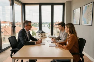 Courtier en prêt immobilier en Haute-Garonne conseillant un couple pour un achat immobilier à Toulouse