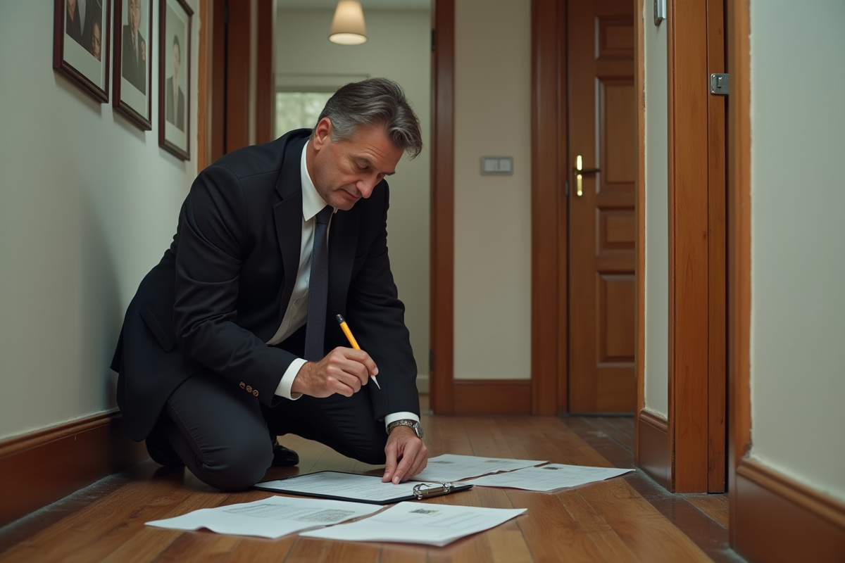 Assureur professionnel inspecte des dégâts d