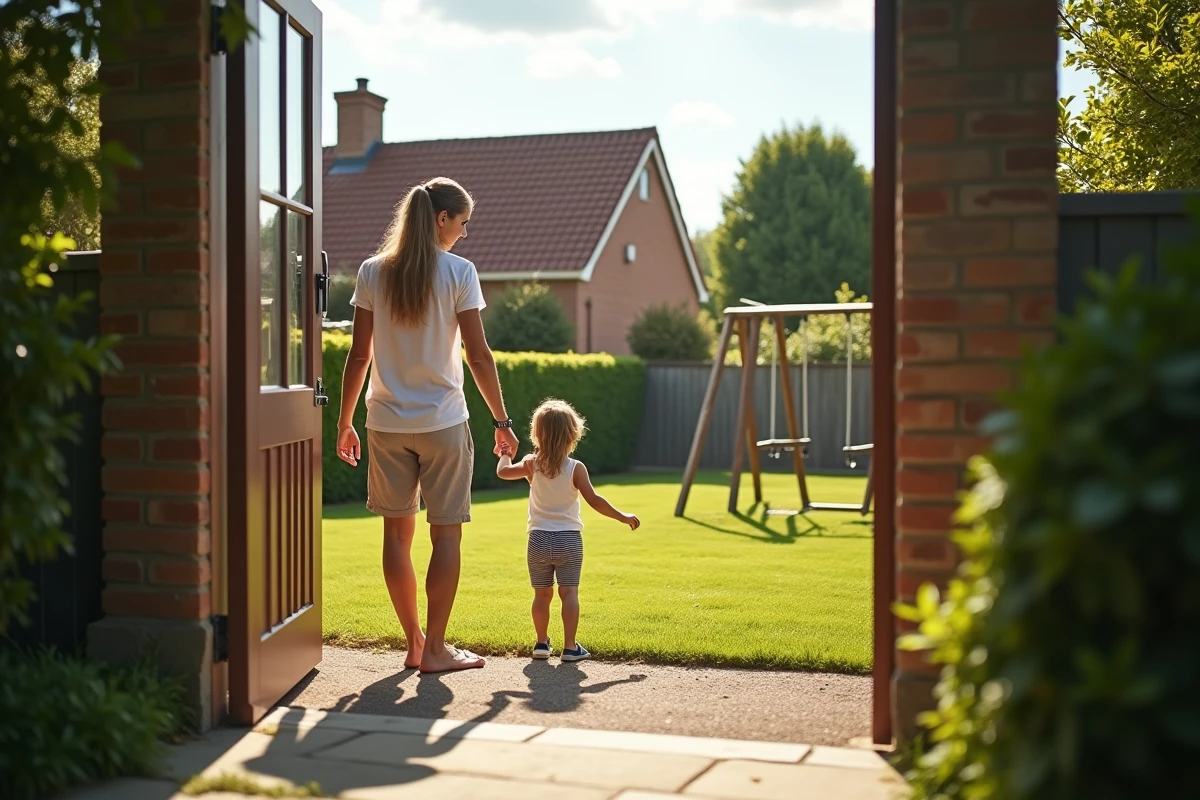 Famille dans le jardin d