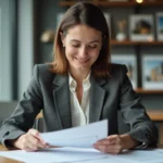 Femme d affaires en blazer dans un bureau immobilier