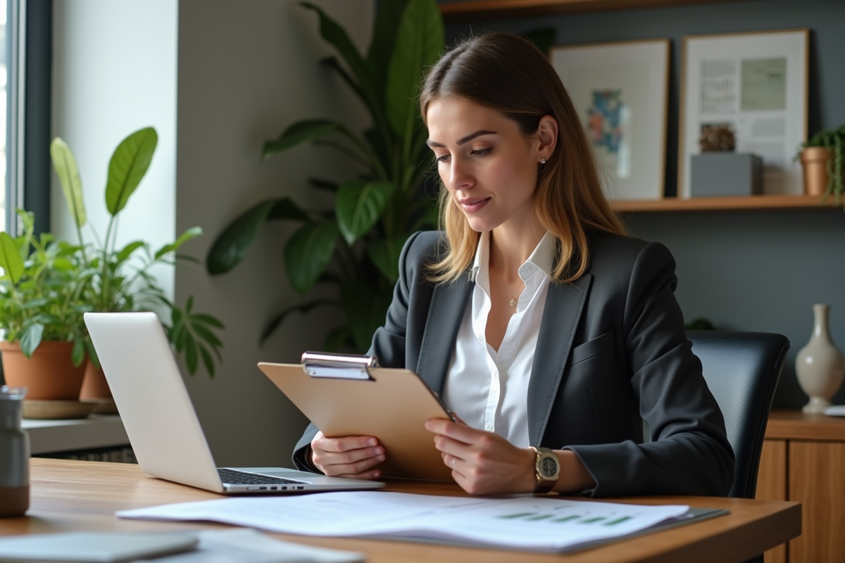 Femme d affaires dans un bureau à domicile moderne