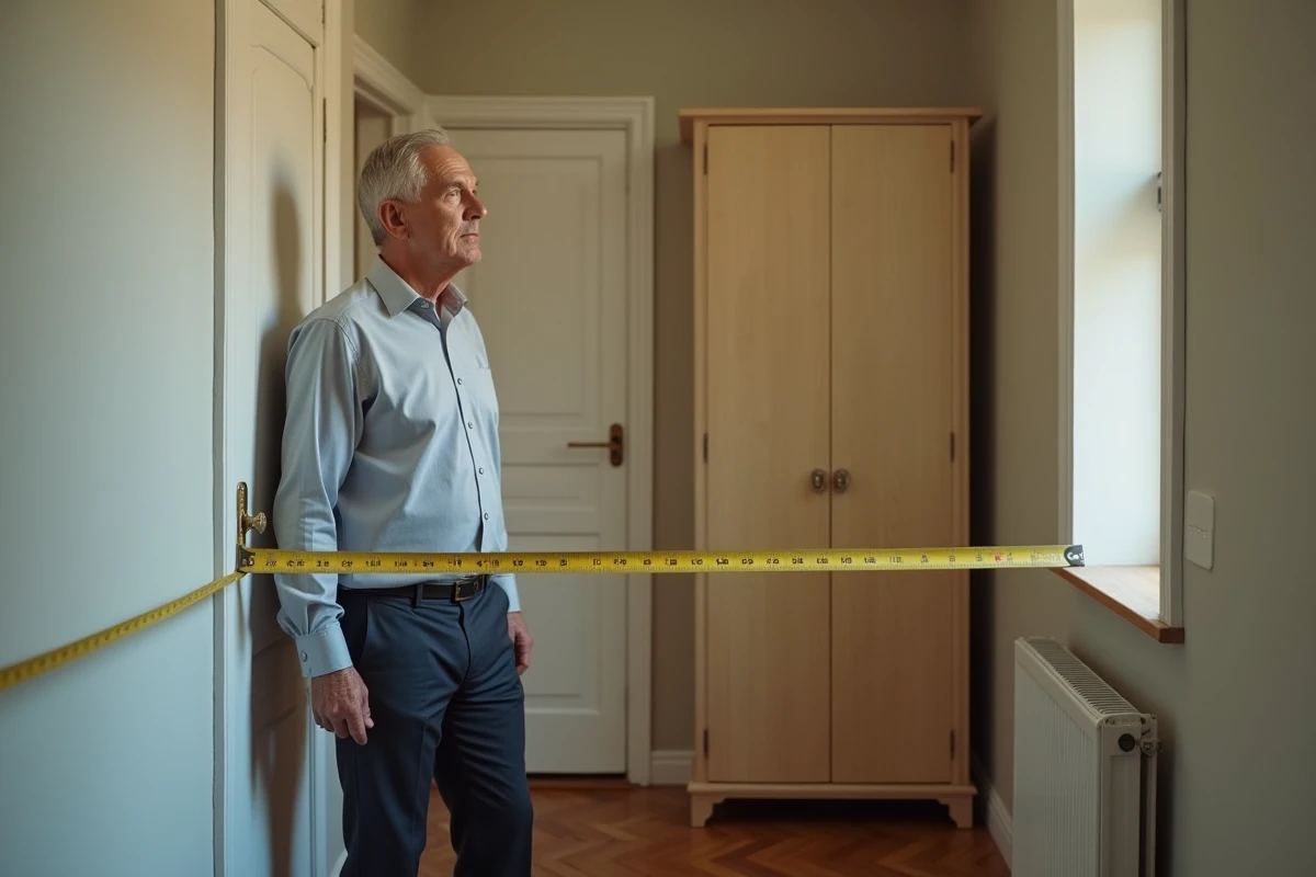 Homme mesurant la largeur d