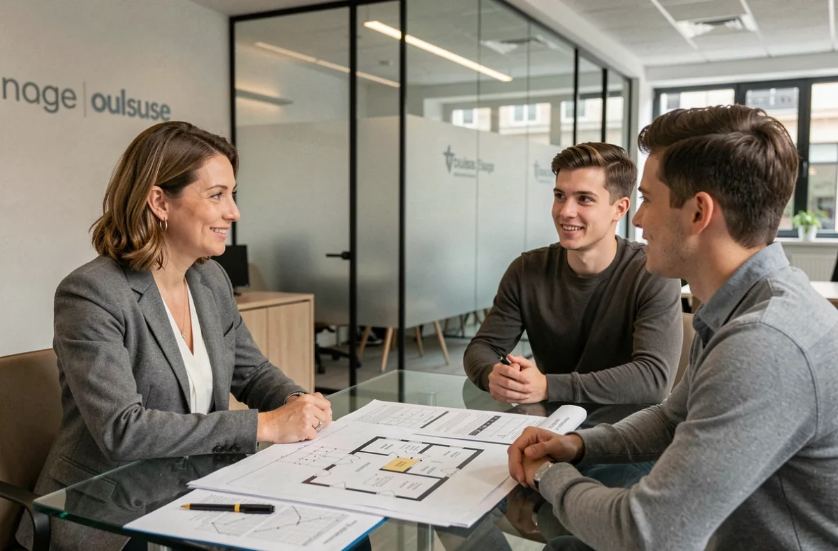 Consultante ImmoBanques Toulouse Centre accompagnant un couple dans leur demande de prêt immobilier