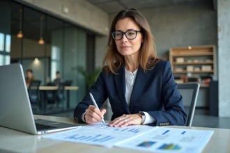 Professionnelle consultant l'indice ICC de l'INSEE pour mettre à jour des contrats de construction en 2026
