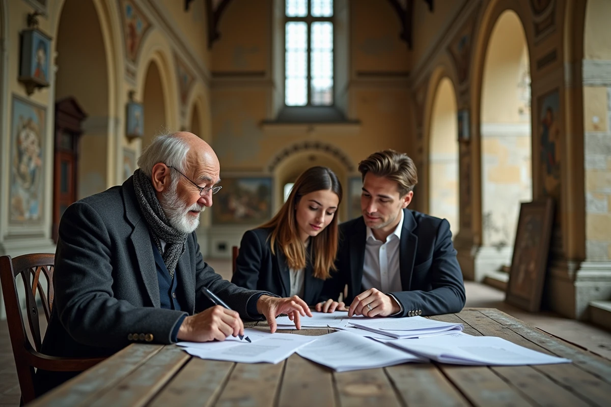 Professionnels discutant dans l